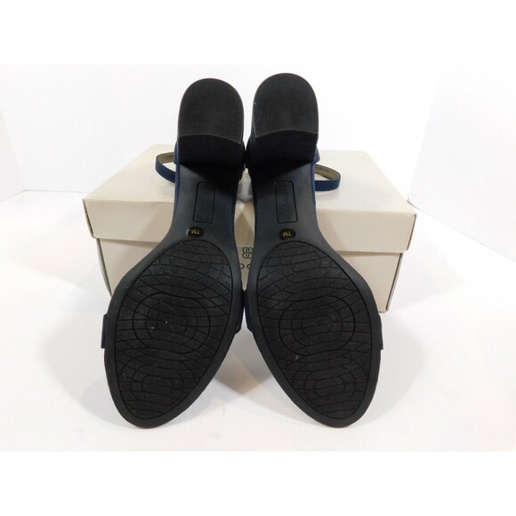 Bandolino Armory 2 Ankle Strap Sandal Open Toe Heels  sz 7 M Dark Blue Fabric - Picture 4 of 4
